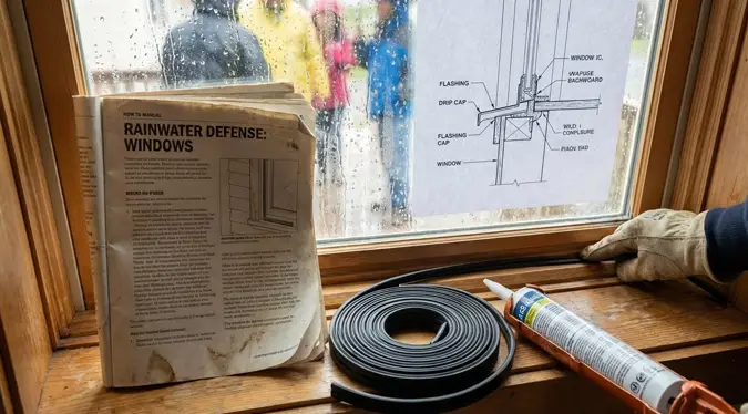 ضد آب کردن پنجره با استفاده از چسب